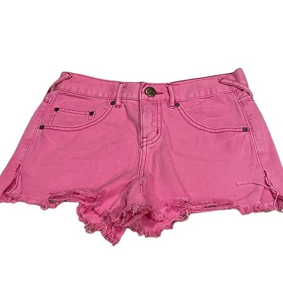 NWOT Free People Pink Cut Off Denim Shorts - Picture 1 of 7